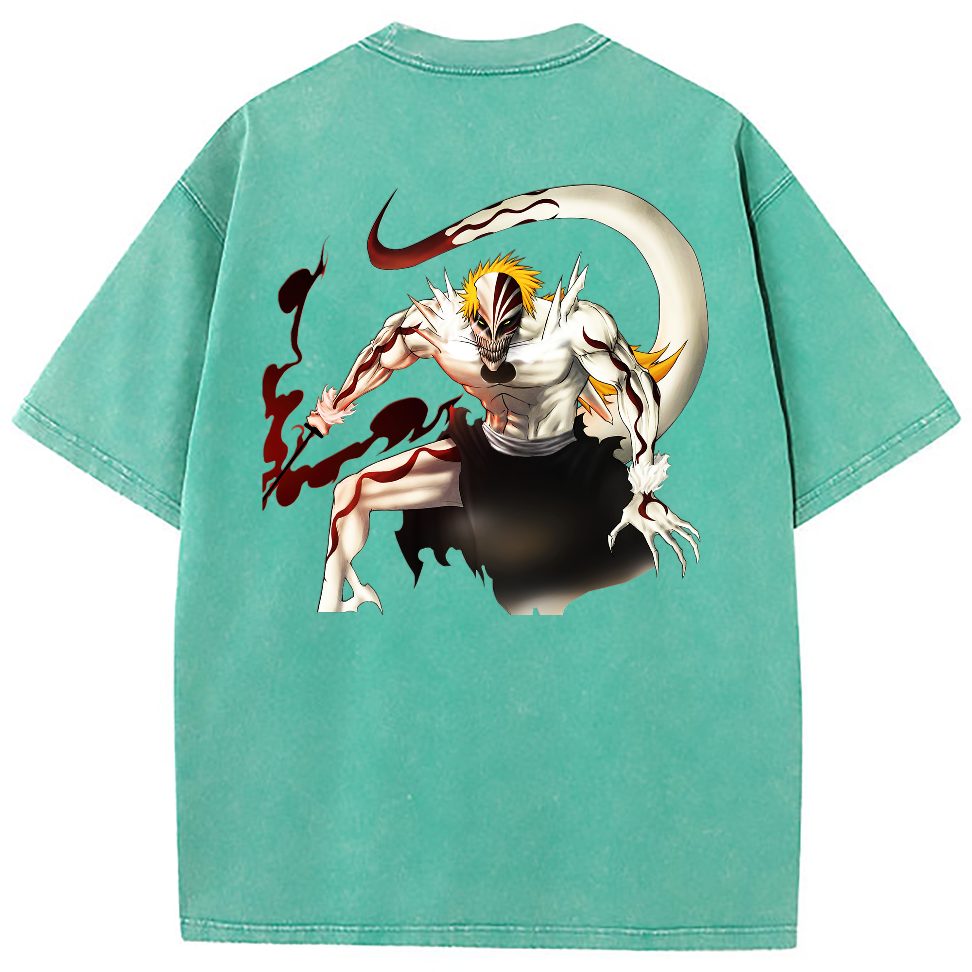 （画像用） ブリーチ 黒崎一護（くろさき いちご）BLEACH Kurosaki Ichigo 綿100% ヴィンテージ風 半袖Tシャツ（背面プリント）